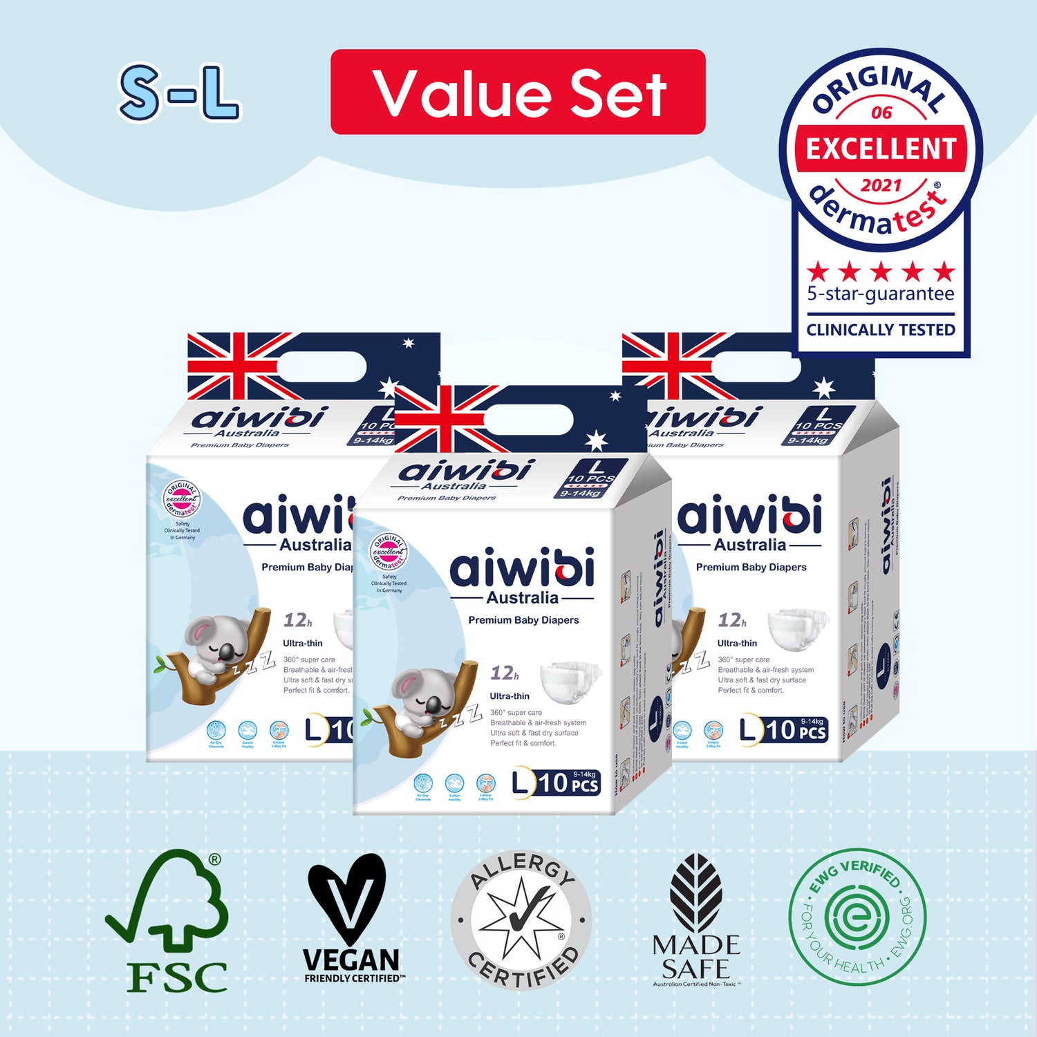 Comfy Soft Disposable Baby Diapers Small Pack L*3