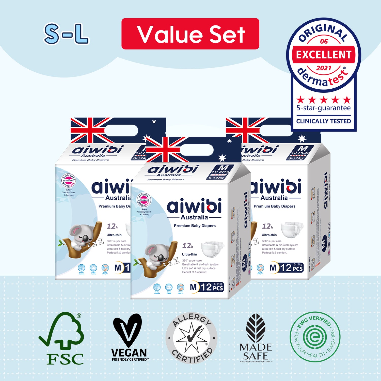 Comfy Soft Disposable Baby Diapers Small Pack M*3