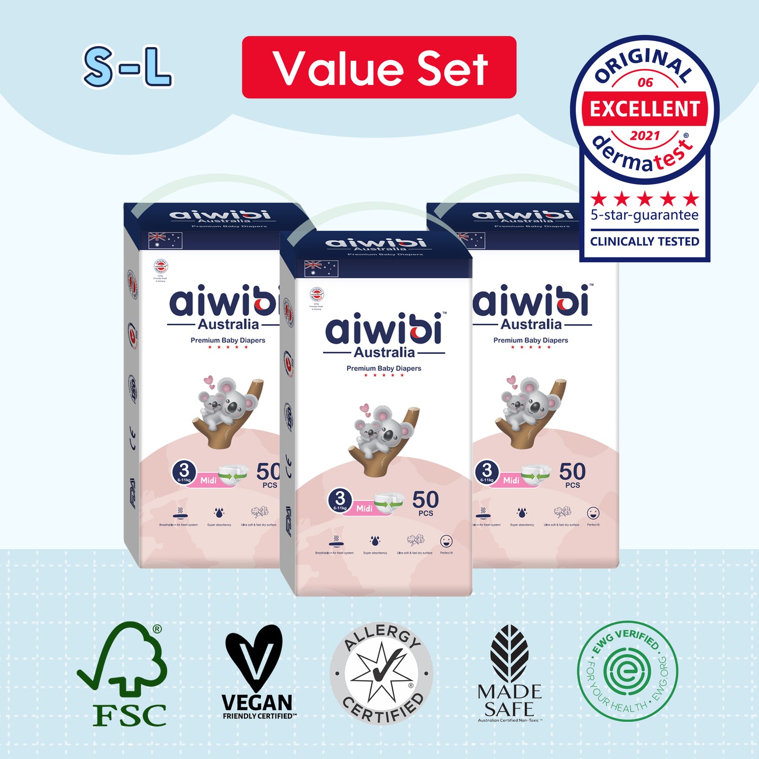 Comfy Soft Disposable Baby Diapers Large Pack M*3