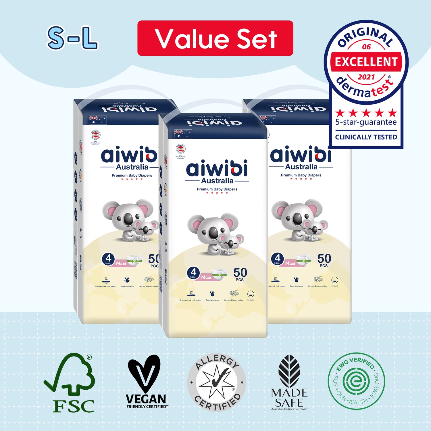 Comfy Soft Disposable Baby Diapers Large Pack L*3