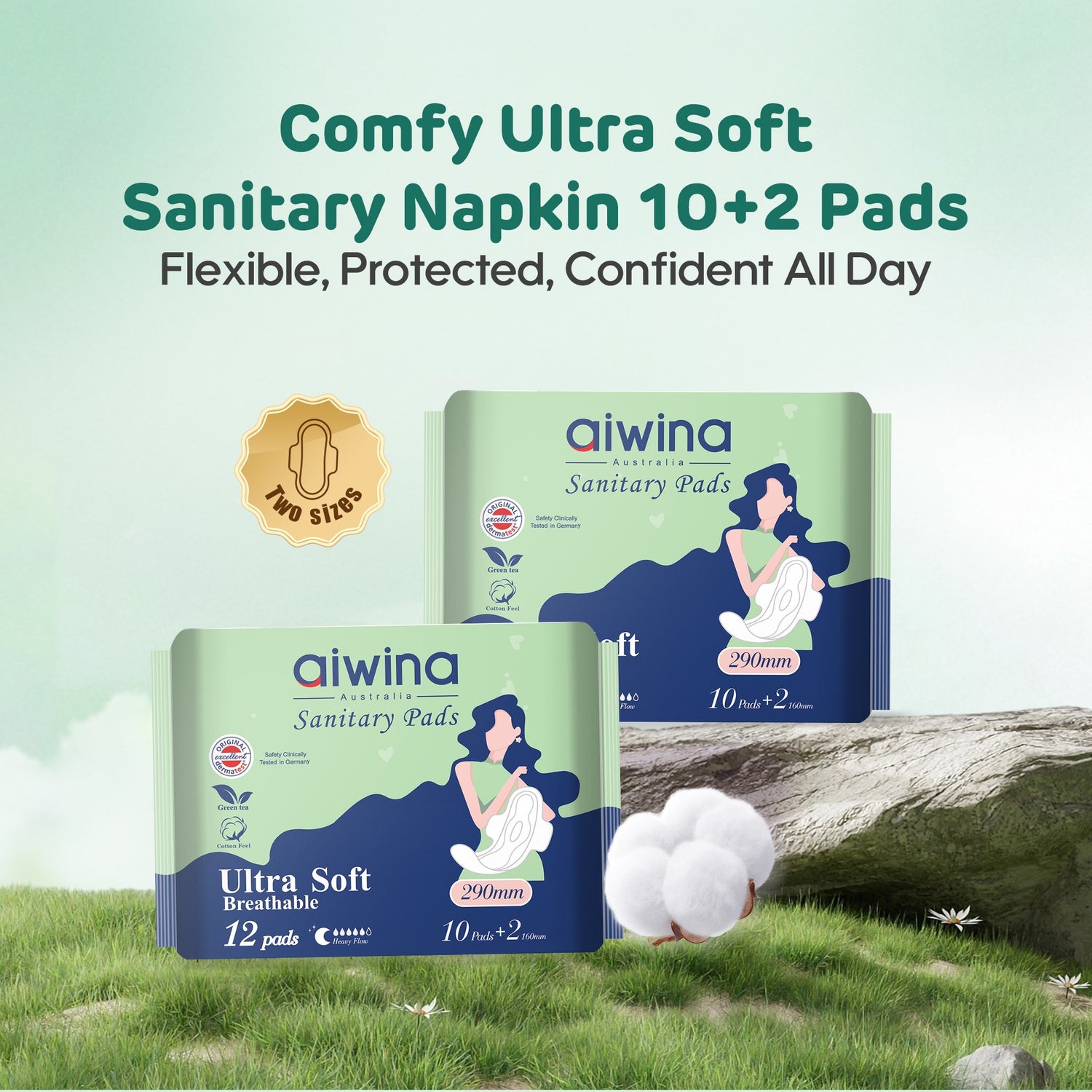 Ultra Soft Breathable Sanitary pads （Green）