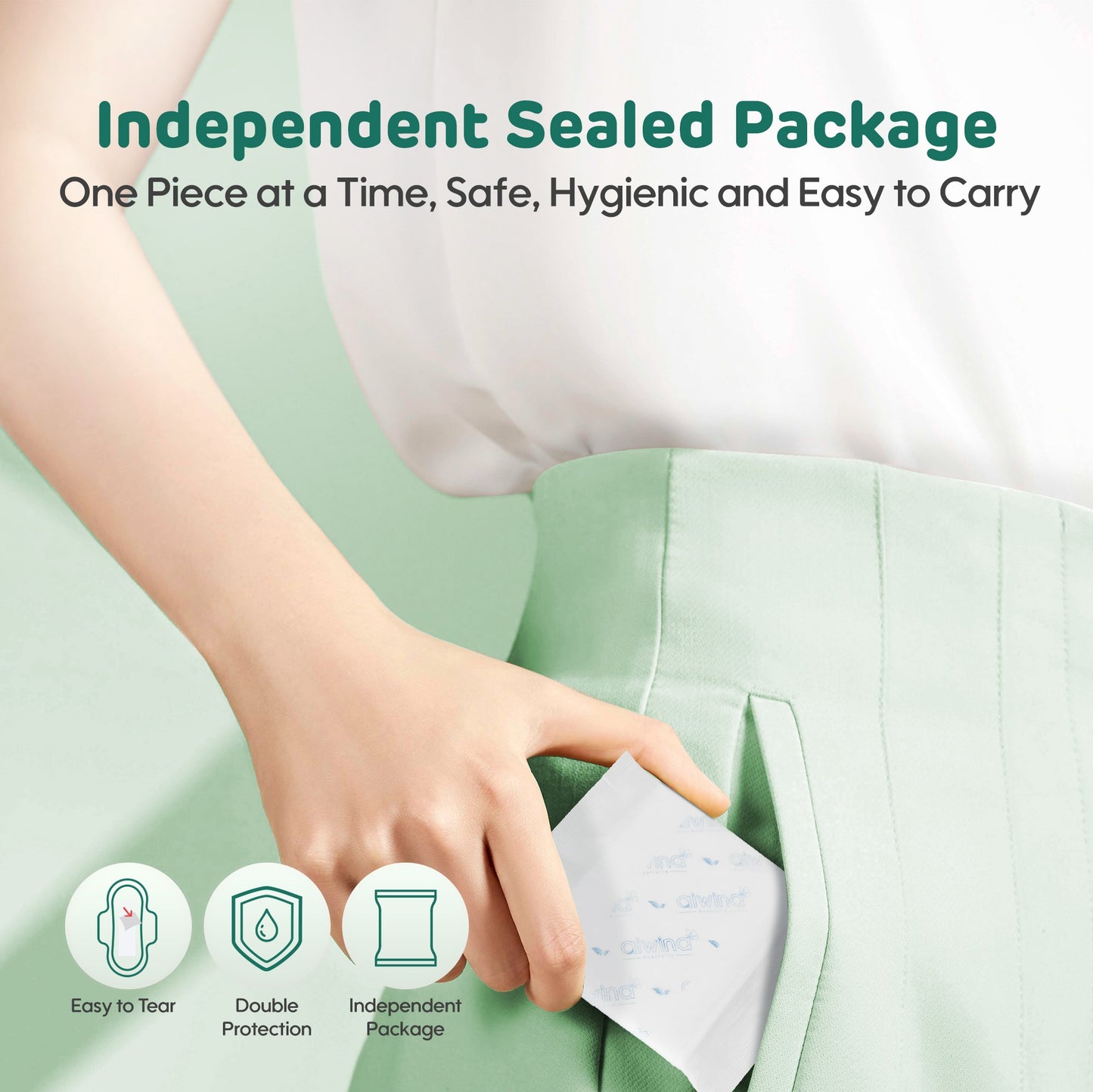 Ultra Soft Breathable Sanitary pads （Green）