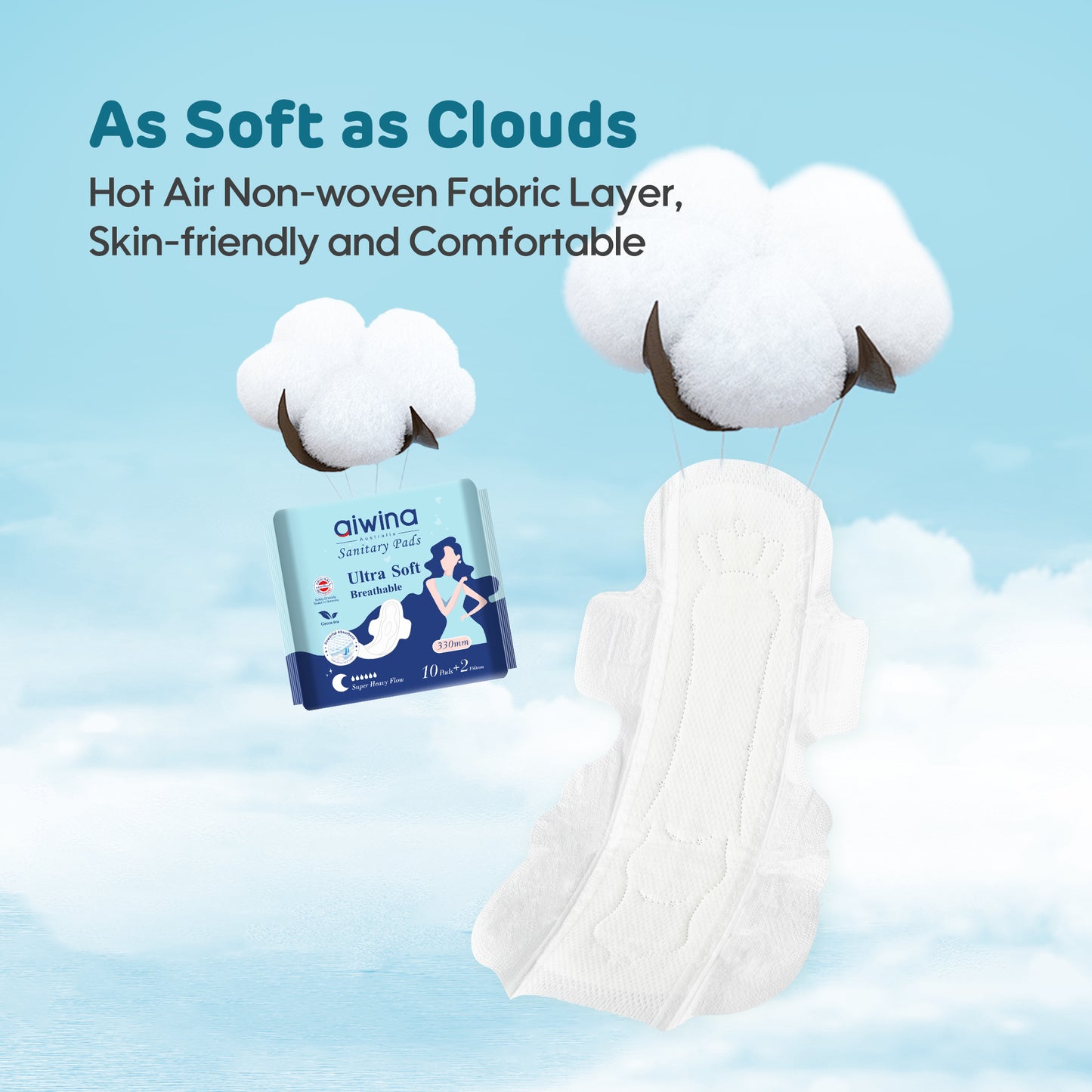 Ultra Soft Breathable Extra Long Sanitary pads (Blue)