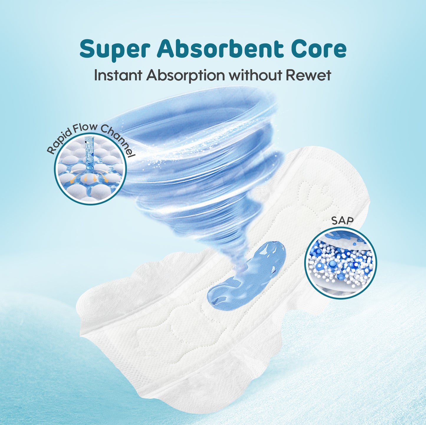 Ultra Soft Breathable Extra Long Sanitary pads (Blue)