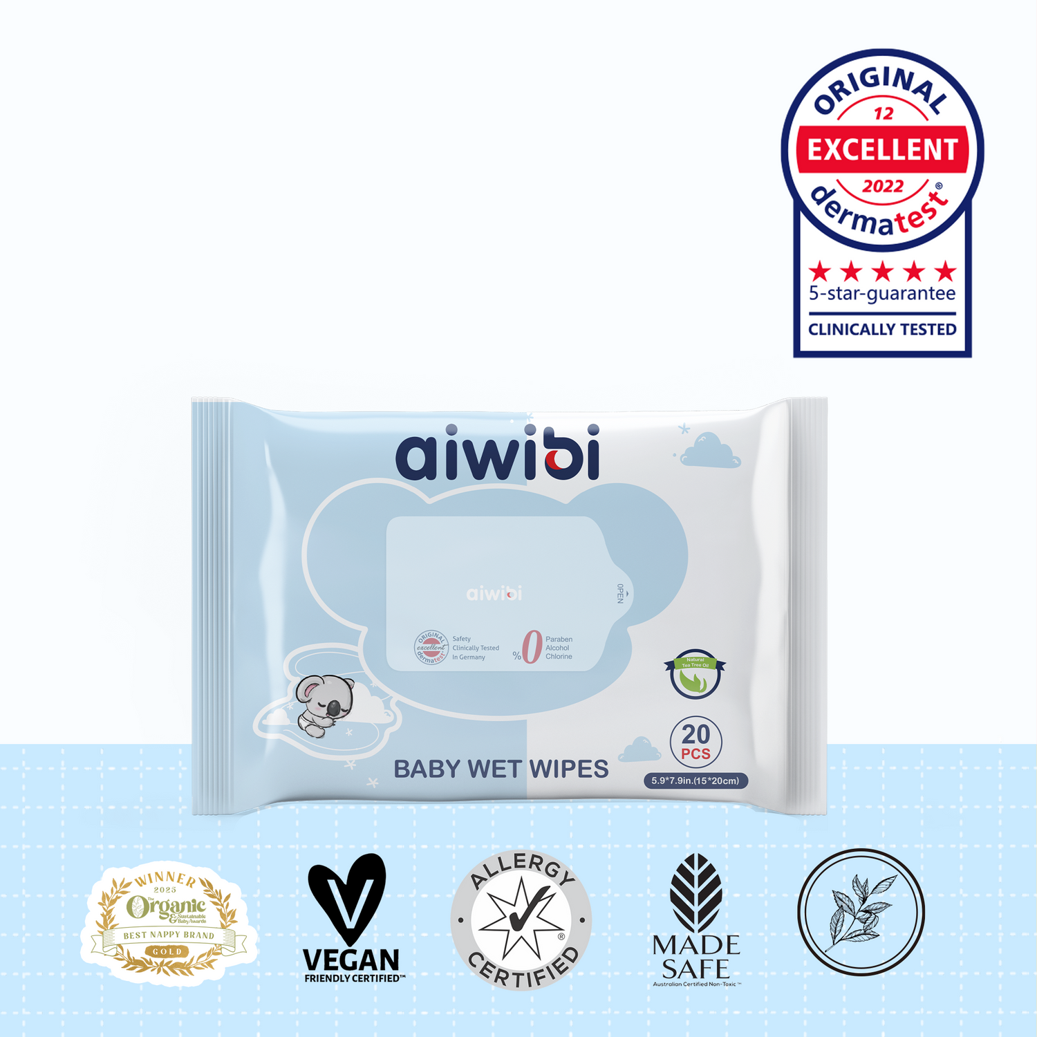 Gentle Soft Baby Wet Wipes 20Pcs—Natural tea oil