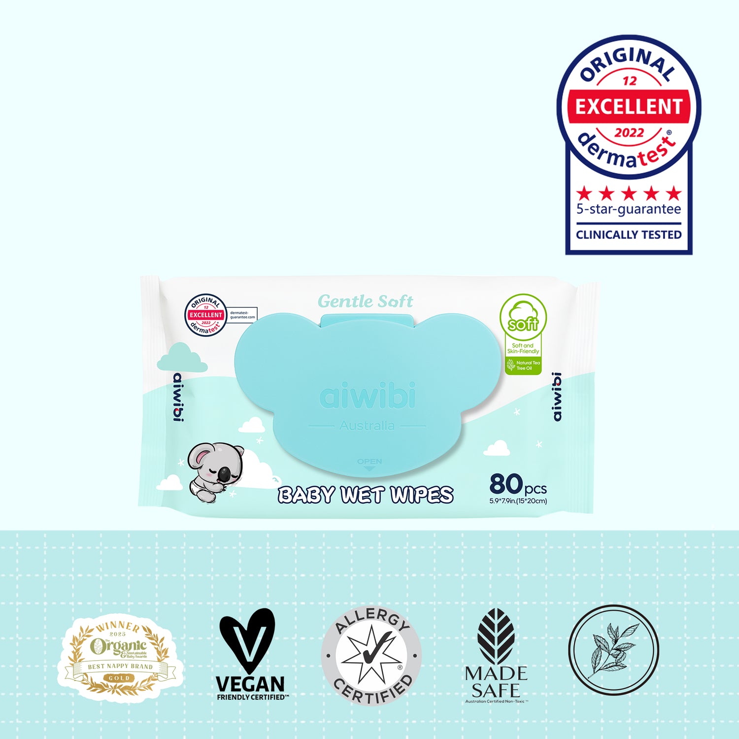 Gentle Soft Baby Wet Wipes 80Pcs—Natural tea oil