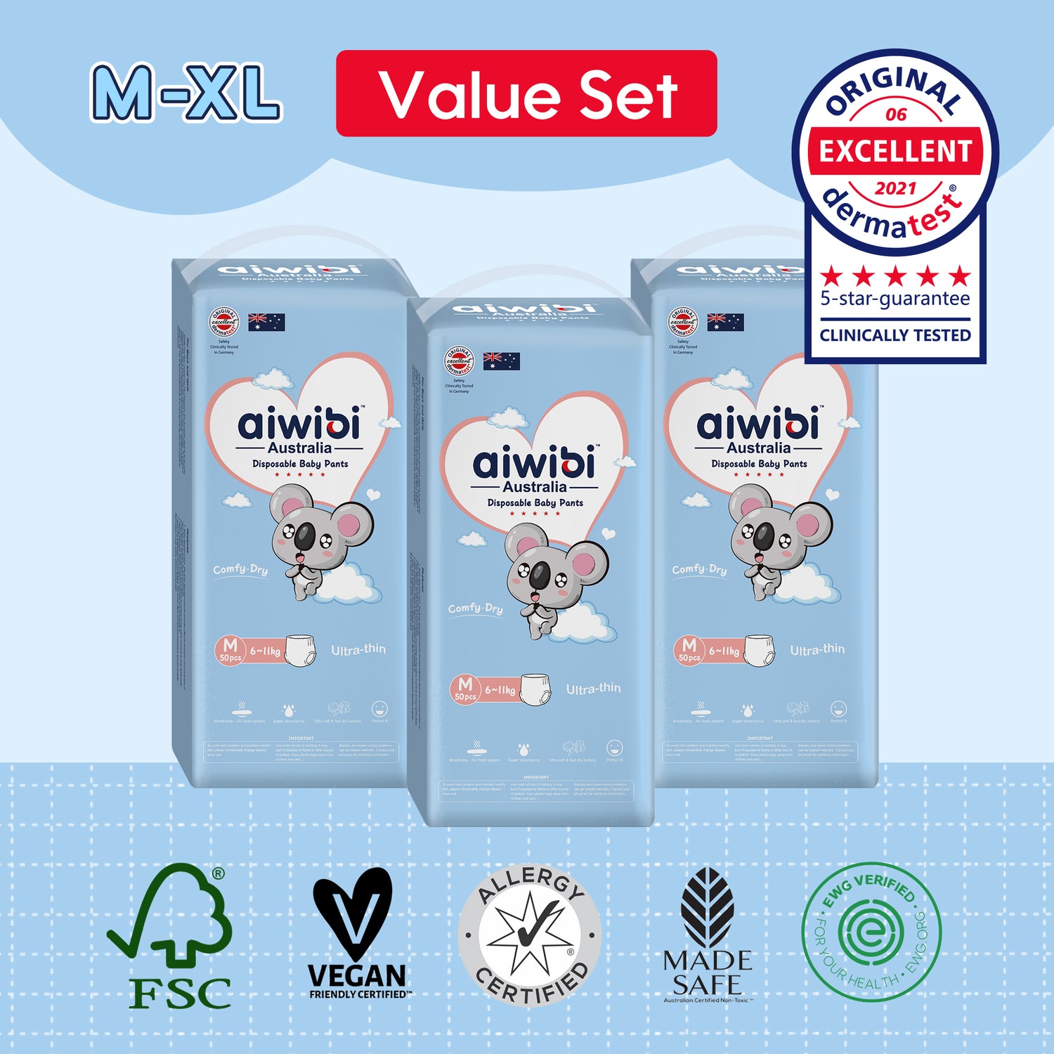 Comfy Dry Disposable Baby Pants M*3