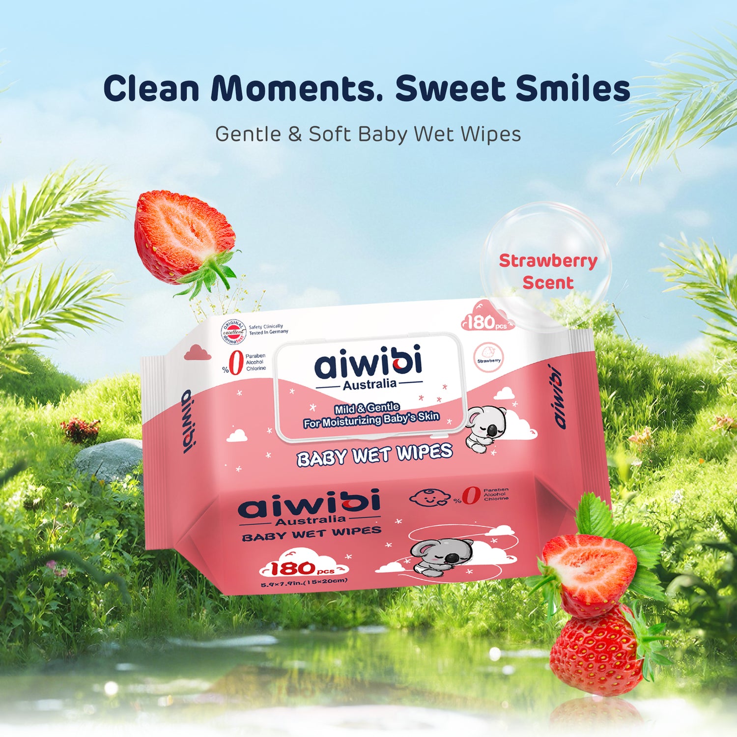 Gentle Soft Baby Wet Wipes 180Pcs—Strawberry