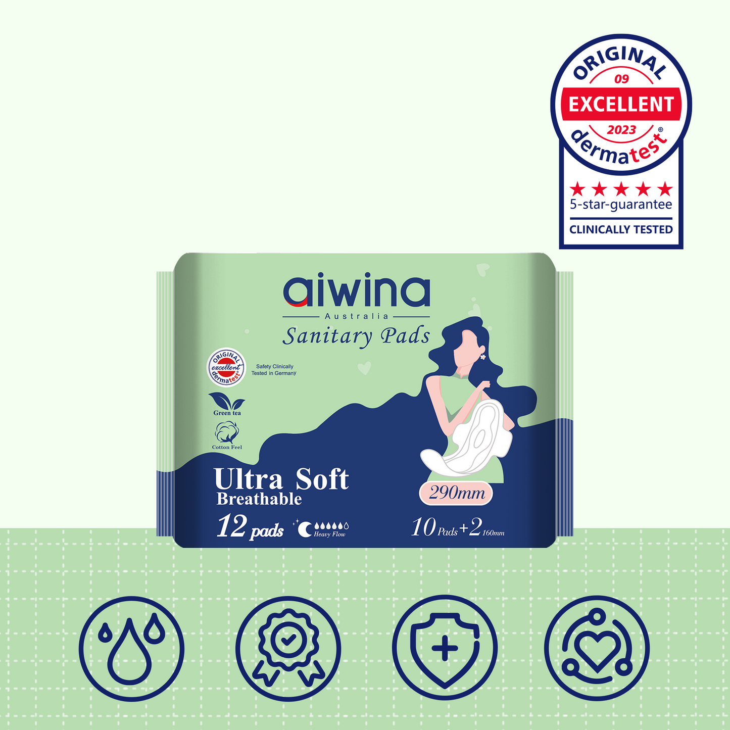 Ultra Soft Breathable Sanitary pads （Green）