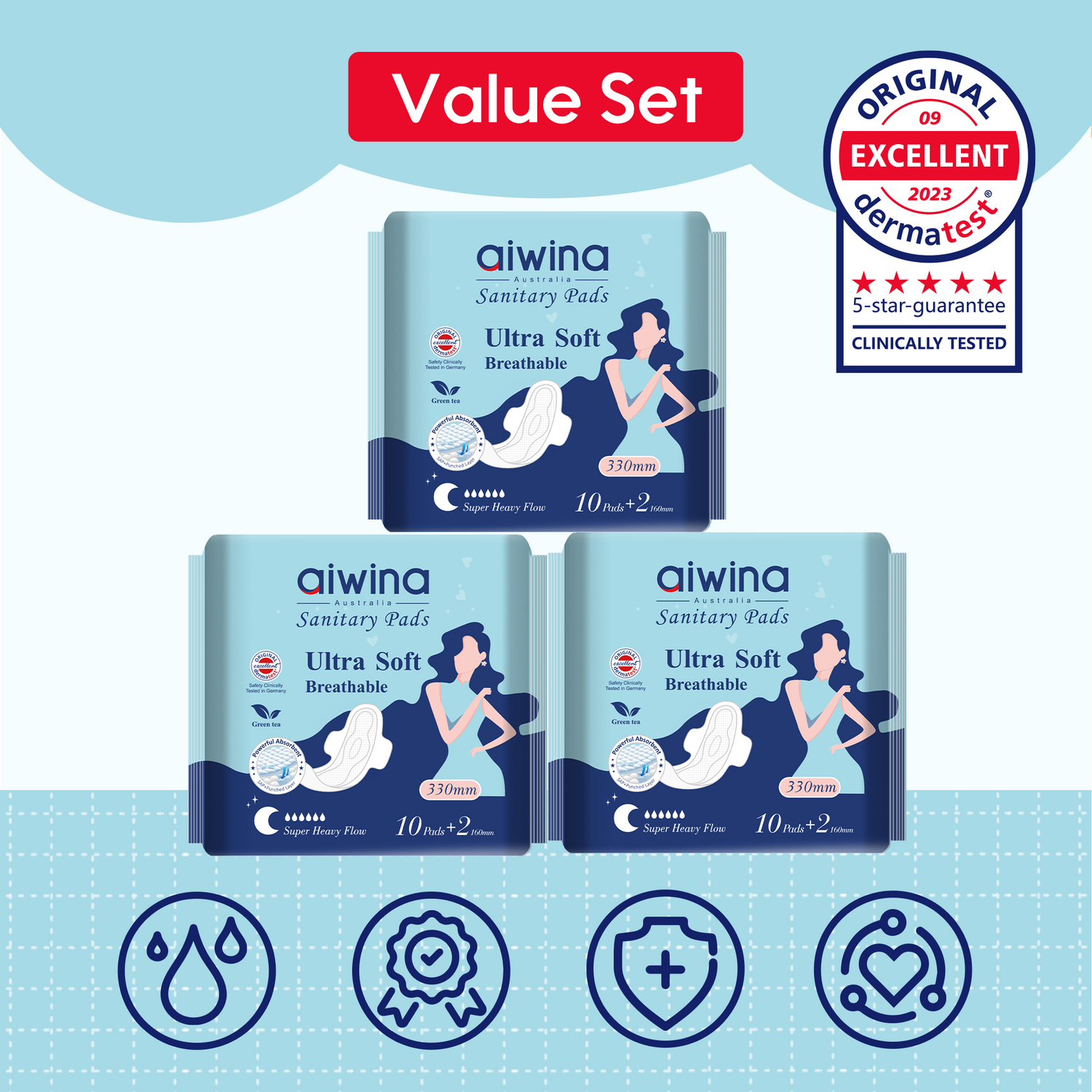 Ultra Soft Breathable Extra Long Sanitary pads—Blue*3