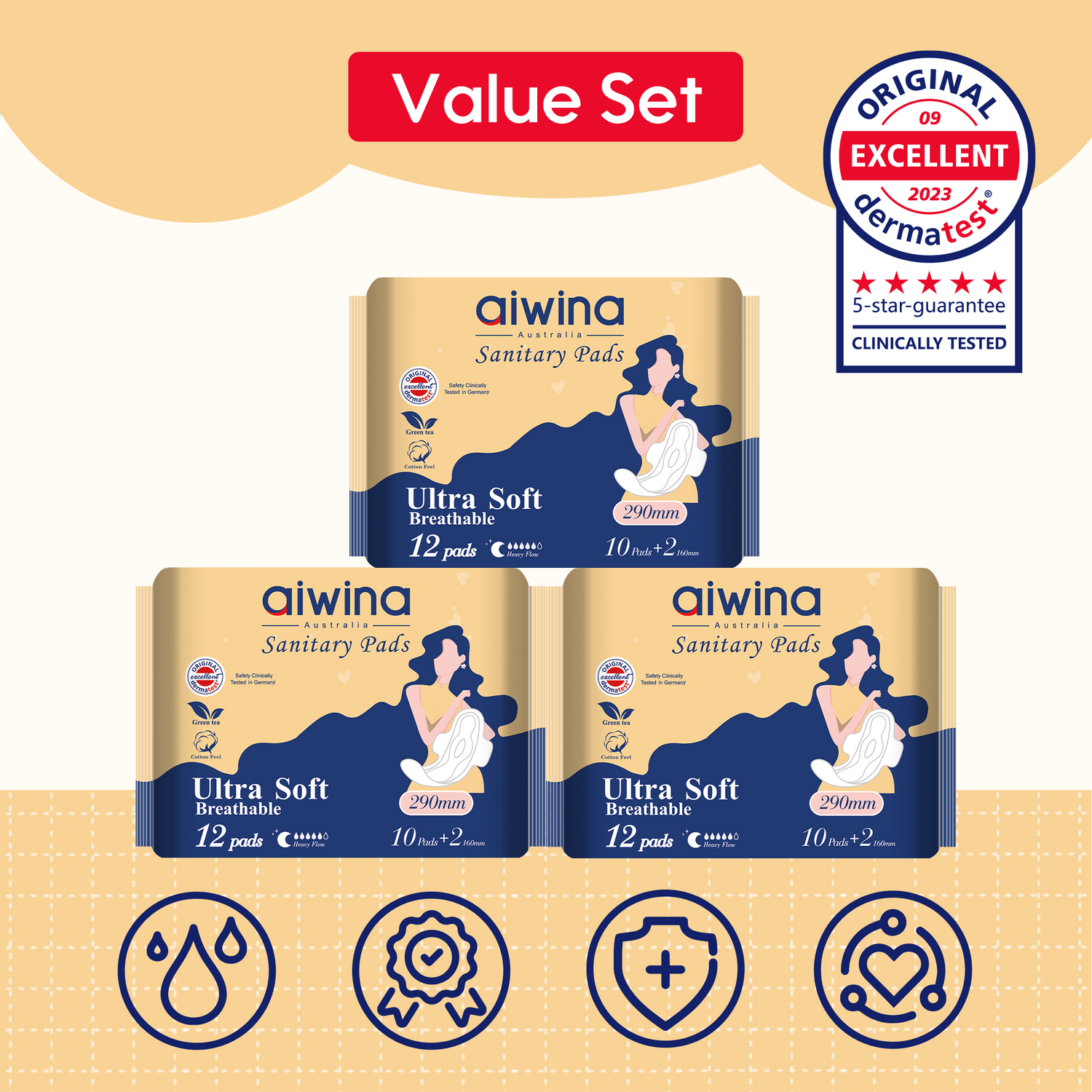 Ultra Soft Breathable Sanitary pads—Yellow*3