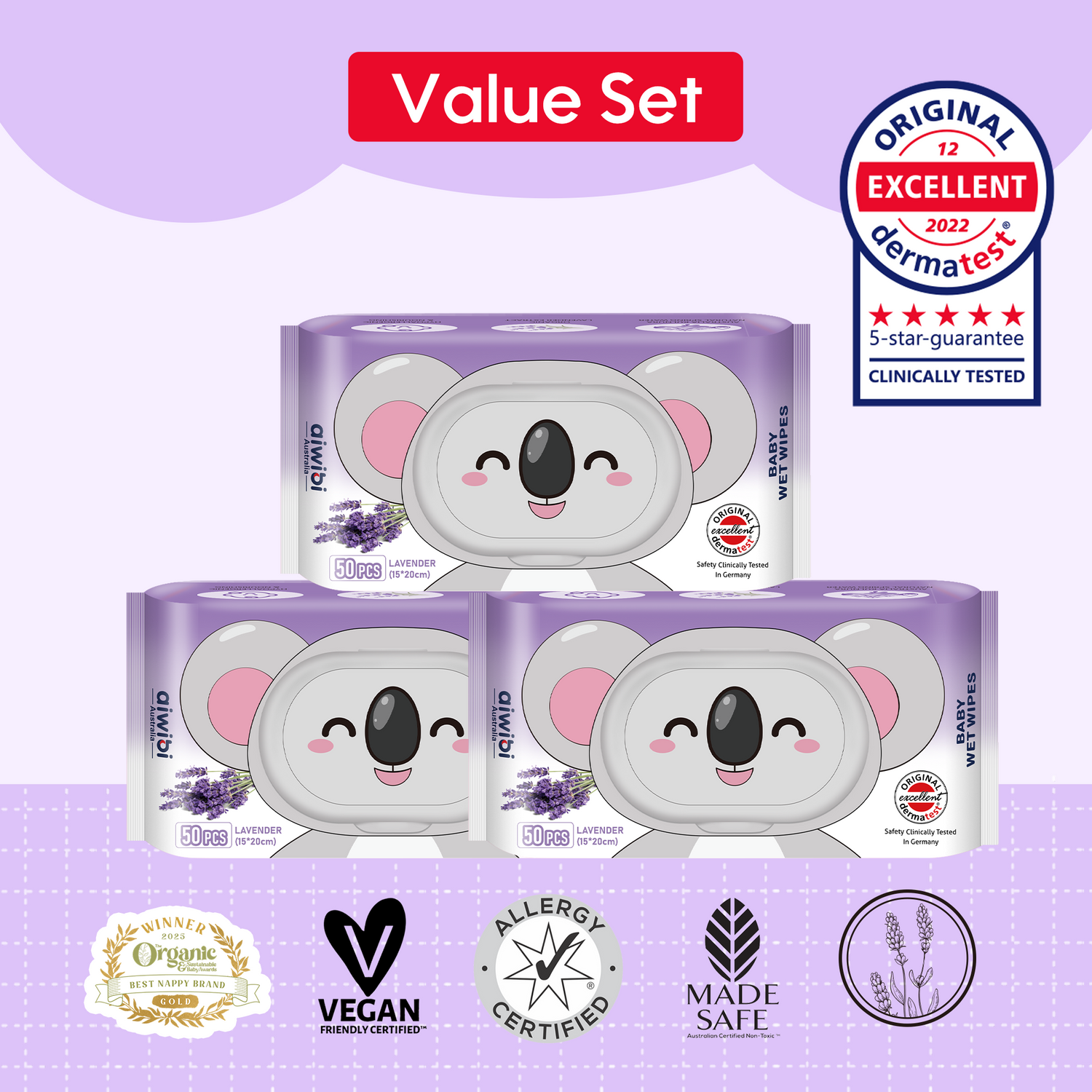 Aroma Baby Wet Wipes 50Pcs—Lavender*3