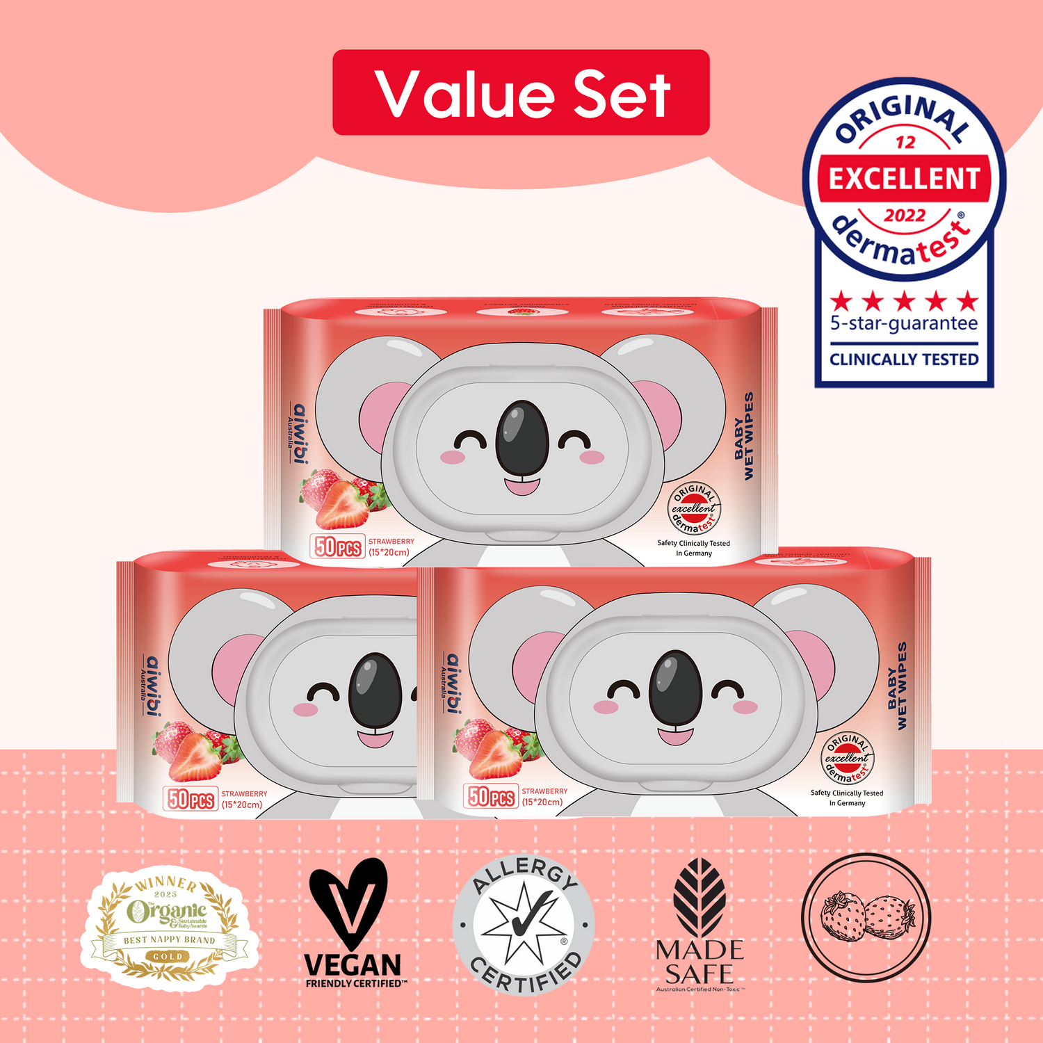 Aroma Baby Wet Wipes 50Pcs—Strawberry*3