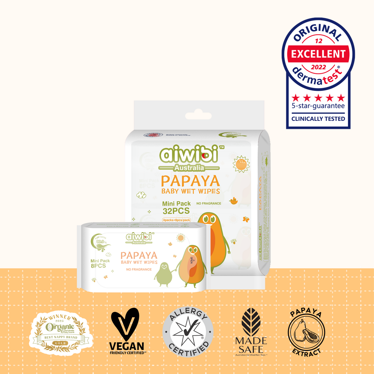 Mini Pocket Portable  Papaya Wipes