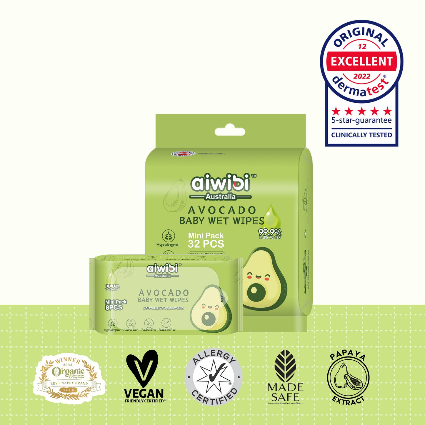 Mini Pocket Portable  Avocado Wipes