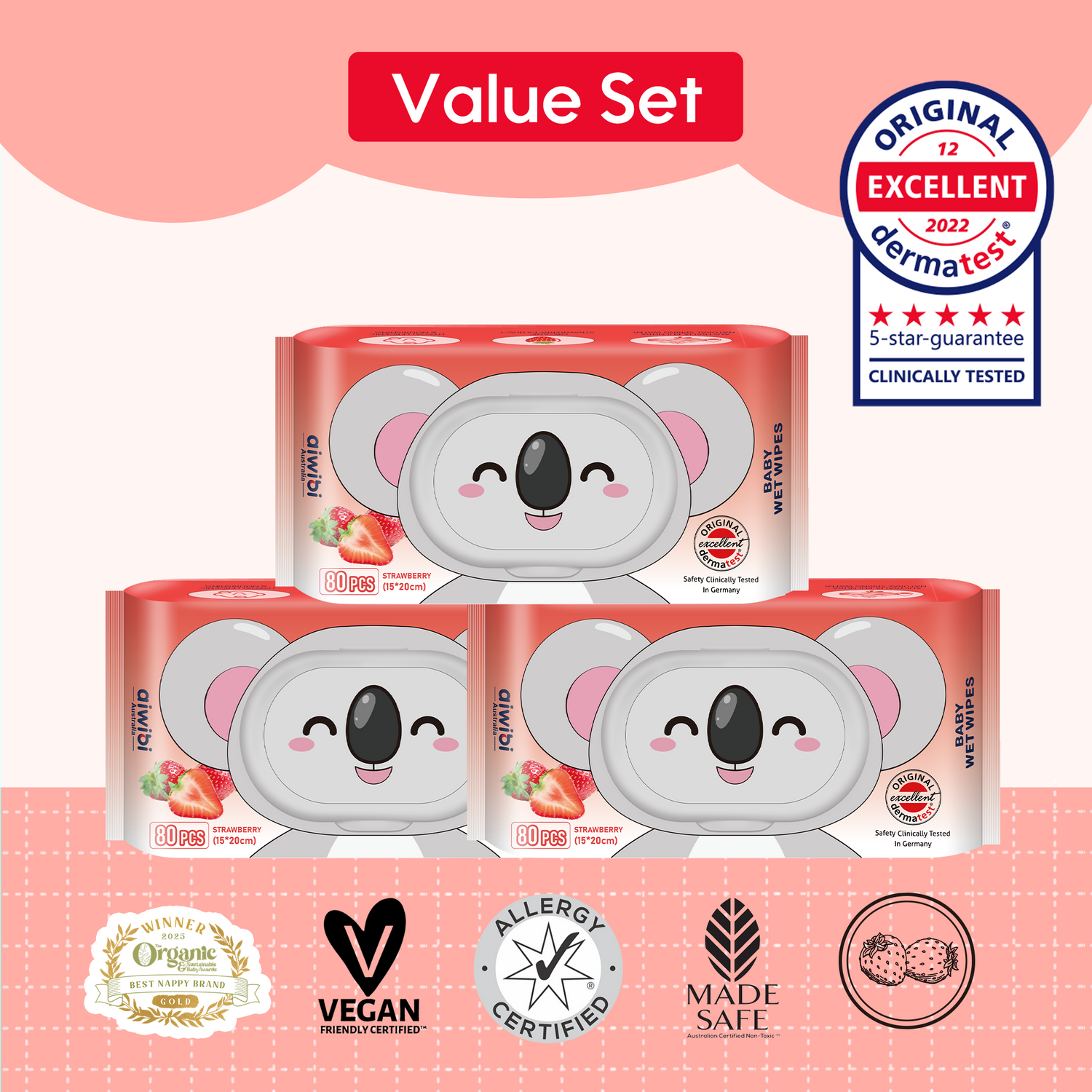 Aroma Baby Wet Wipes 80Pcs—Strawberry*3