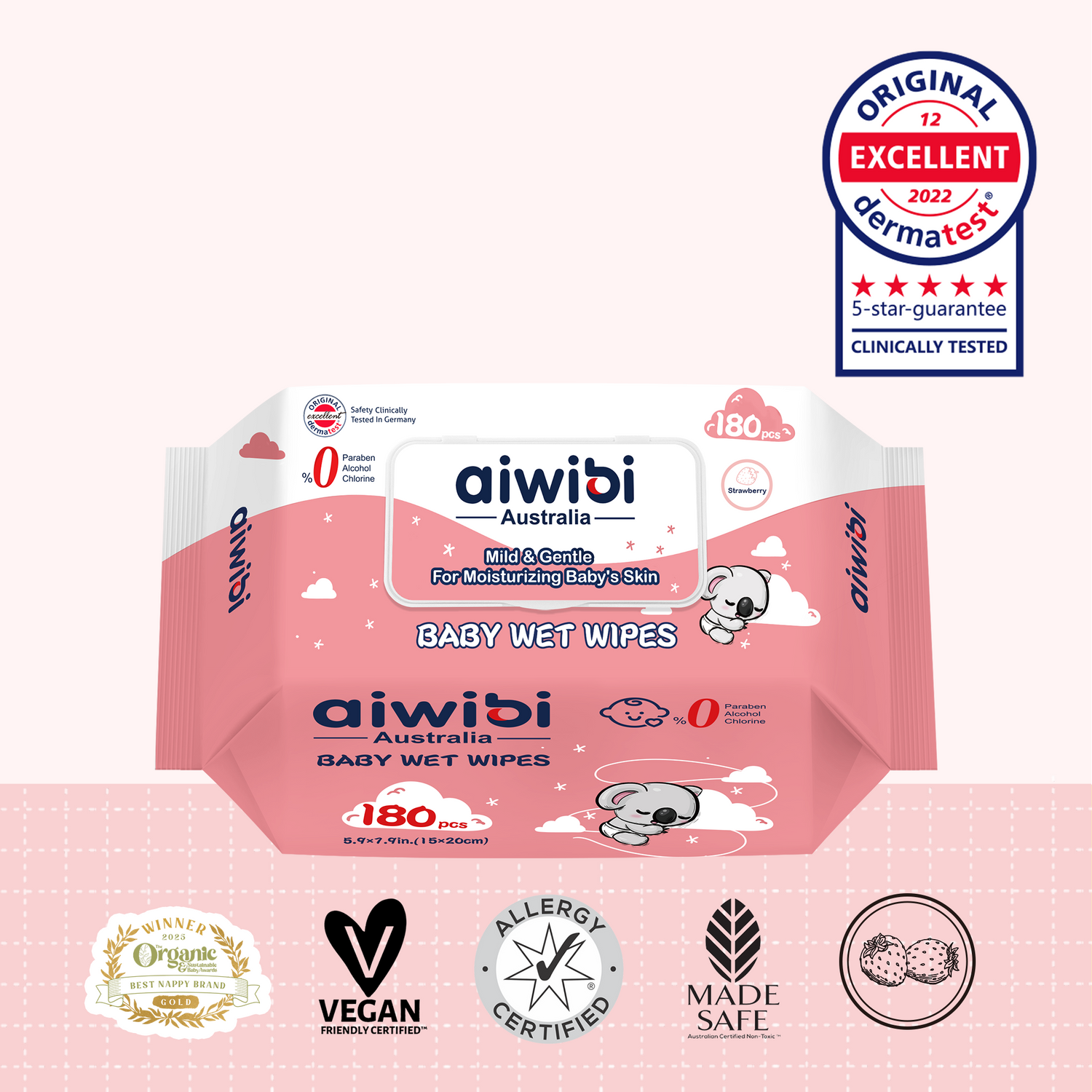 Gentle Soft Baby Wet Wipes 180Pcs—Strawberry