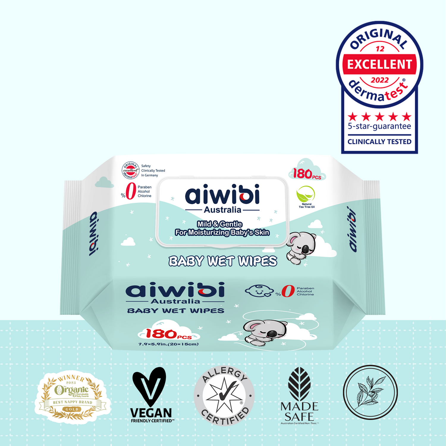 Gentle Soft Baby Wet Wipes 180Pcs—Natural tea oil