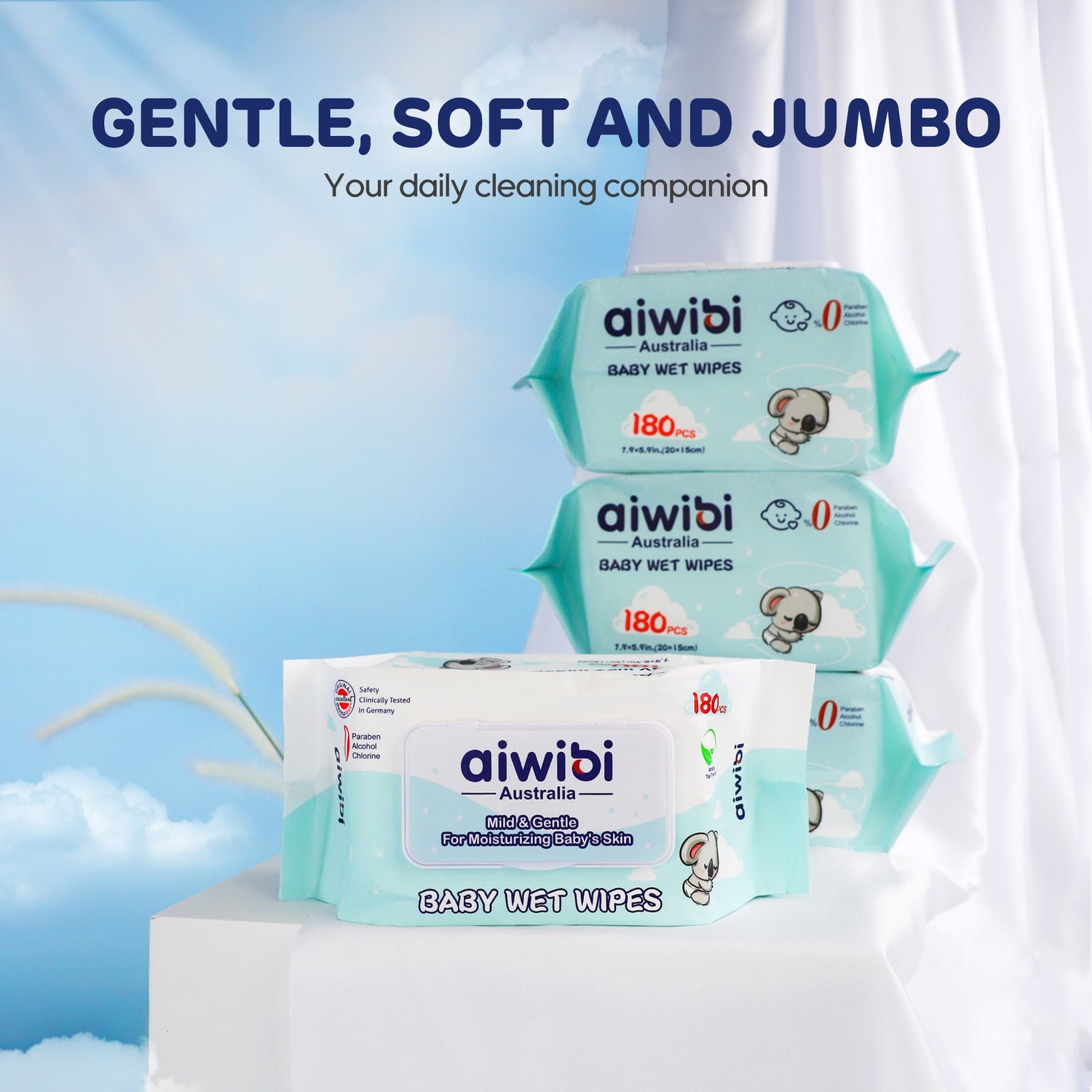 Gentle Soft Baby Wet Wipes 180Pcs—Natural tea oil
