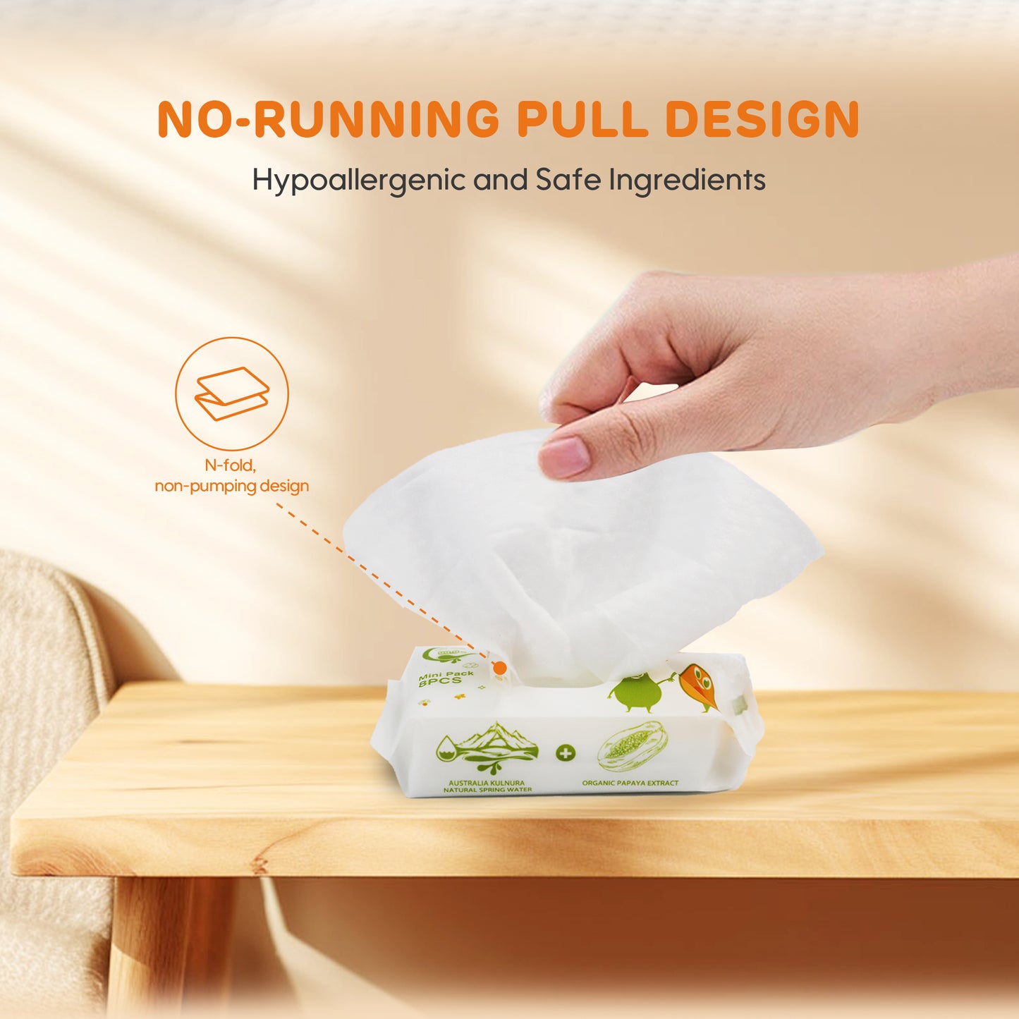 Mini Pocket Portable  Papaya Wipes